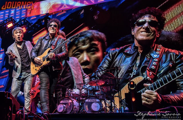 Neal Schon and Arnel Pineda Fist Bump Journey Concert Variety